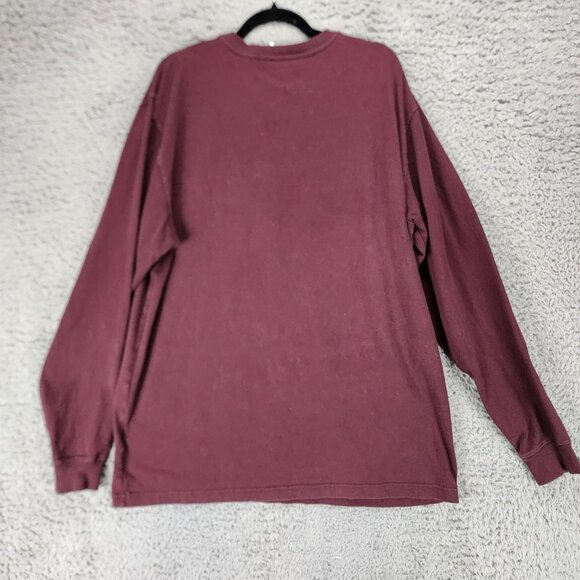 Carhartt Shirt Mens Large Tall Burgundy Red 1/4 Button Long Sleeve Sweatshirt - Picture 7 of 8